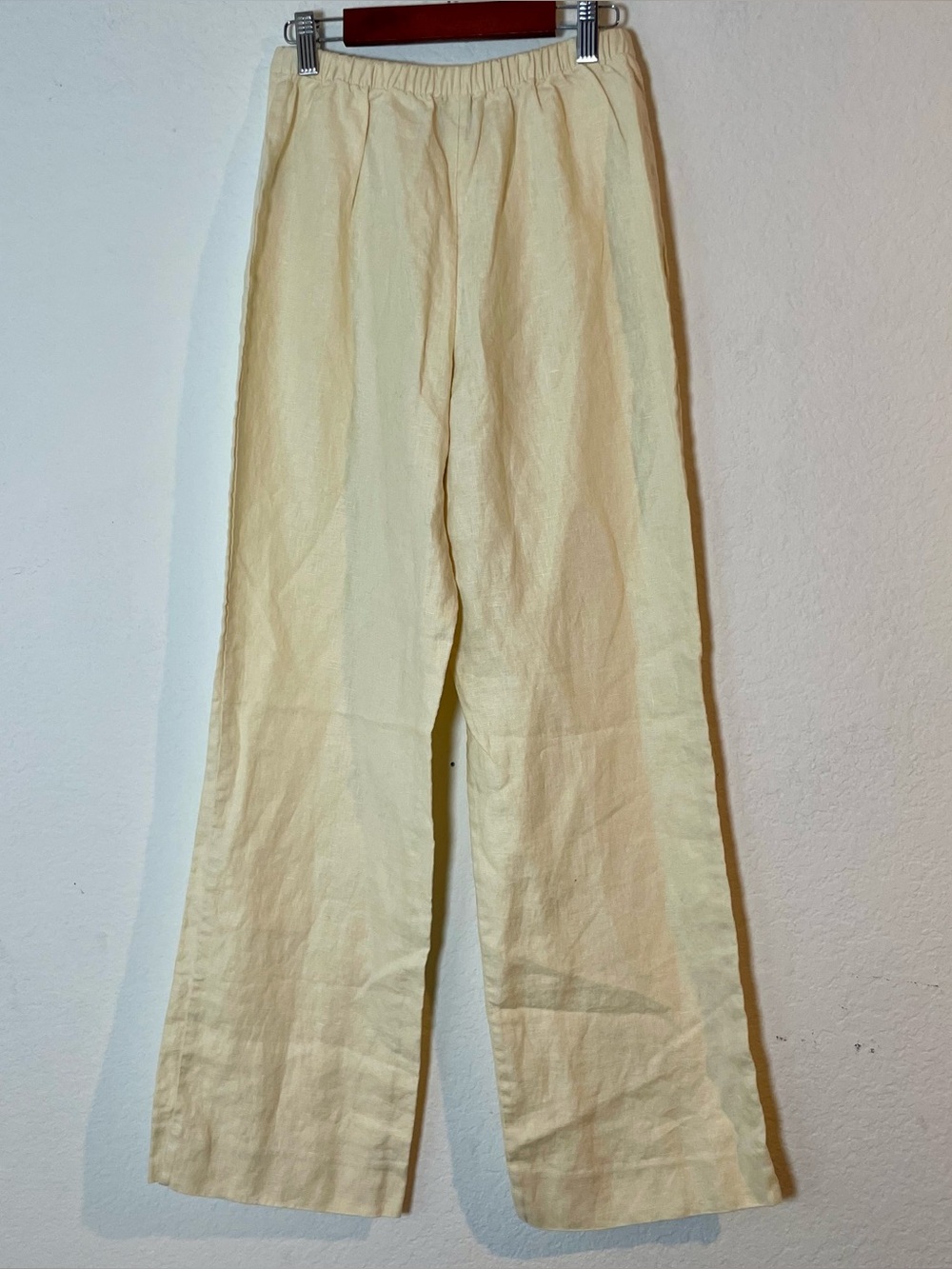 Reformation XS Linen Relaxed Wide Leg Pants Light Yellow